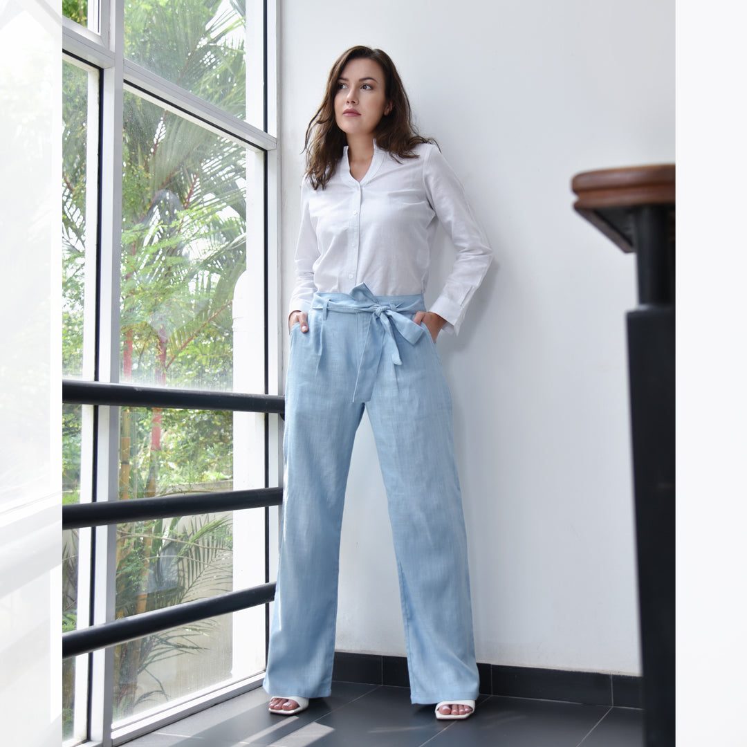 Baby Blue Linen Pant - Ladies Linen Pants online shopping in Sri